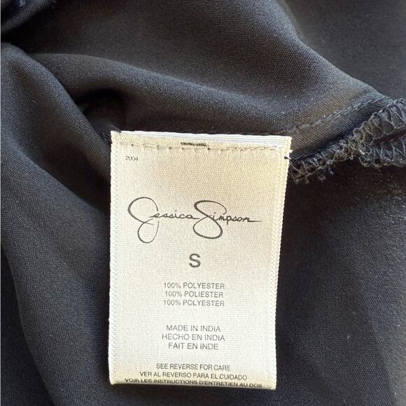 JESSICA SIMPSON BLACK BACKLESS BLOUSE HIGH LOW BUTTON DOWN SMALL - Picture 7 of 7